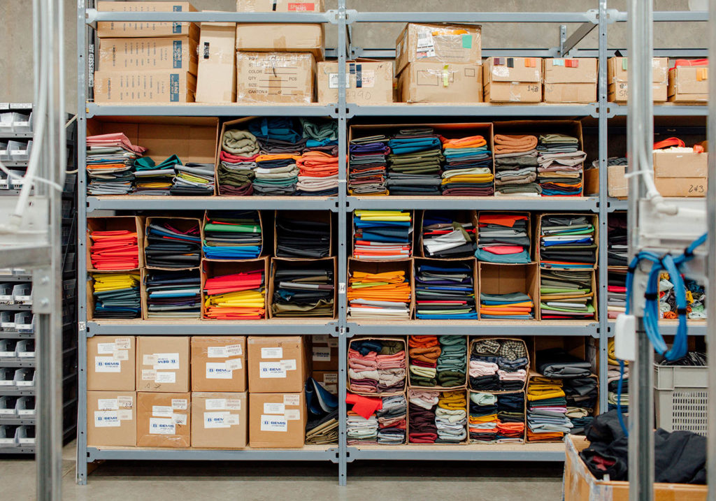 Shelves of products at ReBird Service Center