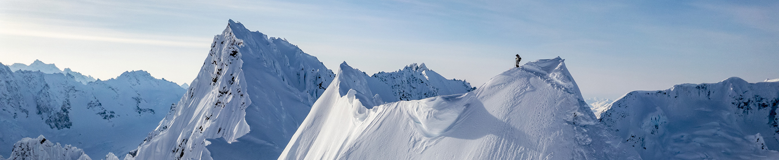 View of snowy mountain peaks.