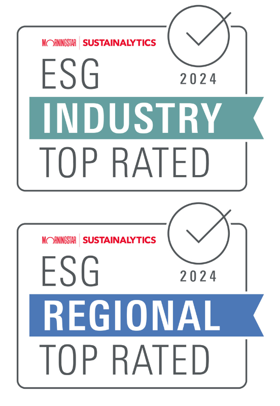 Sustainalytics Industry Top-rated and regional top-rated badges