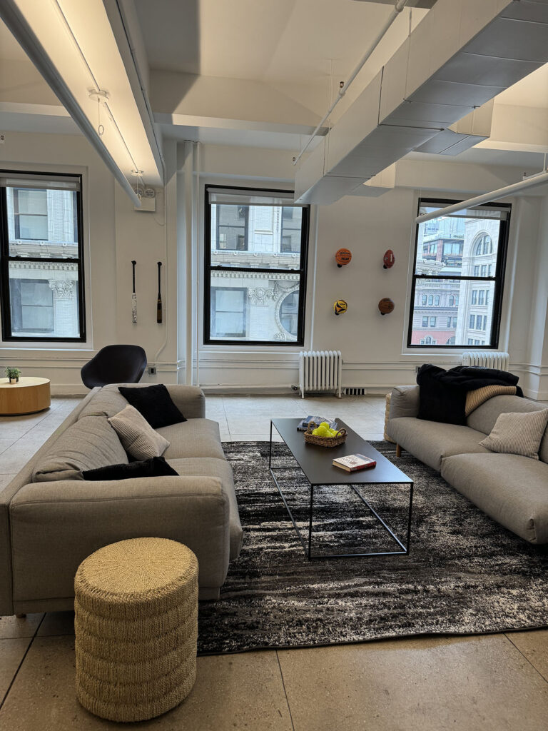 Sofa area with big windows